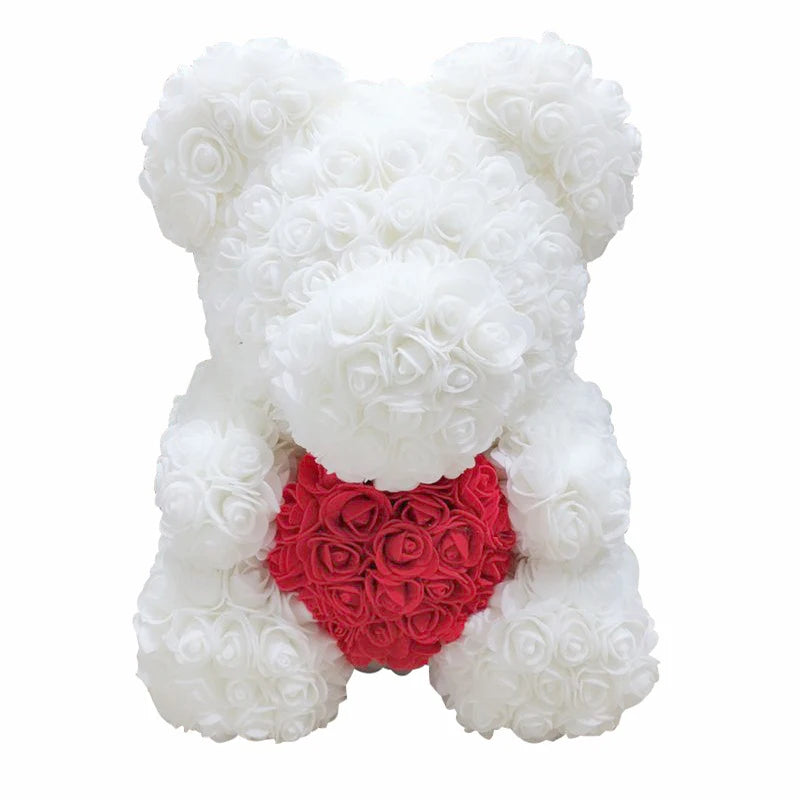 40cm Teddybär von Rose Blumen PE Rose für Frauen Valentines Hochzeit Weihnachten Geschenk