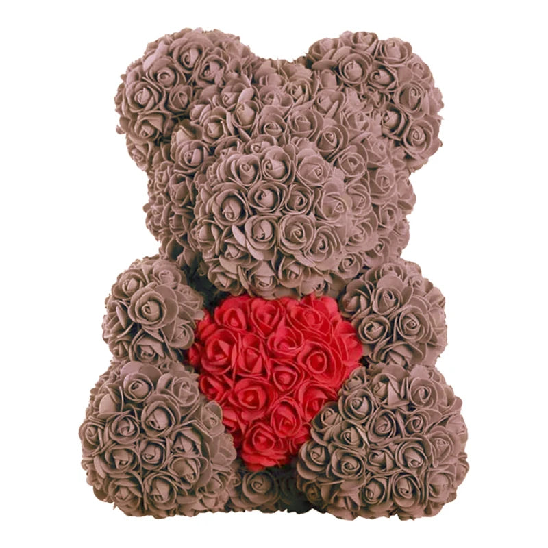 40cm Teddybär von Rose Blumen PE Rose für Frauen Valentines Hochzeit Weihnachten Geschenk