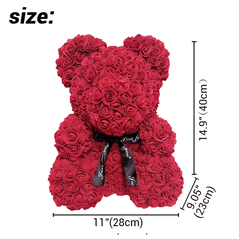 40cm Teddybär von Rose Blumen PE Rose für Frauen Valentines Hochzeit Weihnachten Geschenk