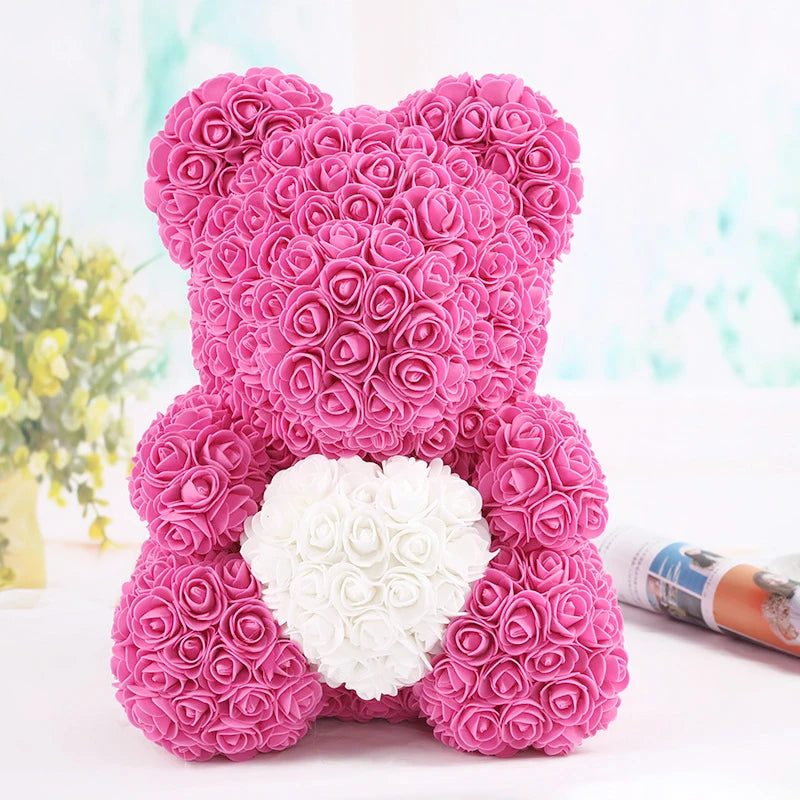 40cm Teddybär von Rose Blumen PE Rose für Frauen Valentines Hochzeit Weihnachten Geschenk