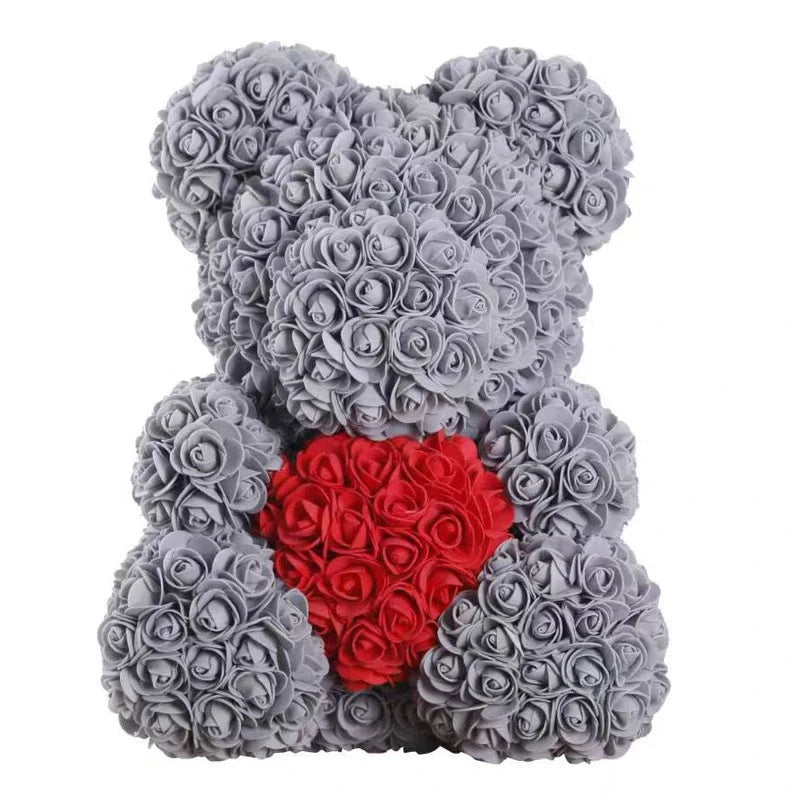 40cm Teddybär von Rose Blumen PE Rose für Frauen Valentines Hochzeit Weihnachten Geschenk