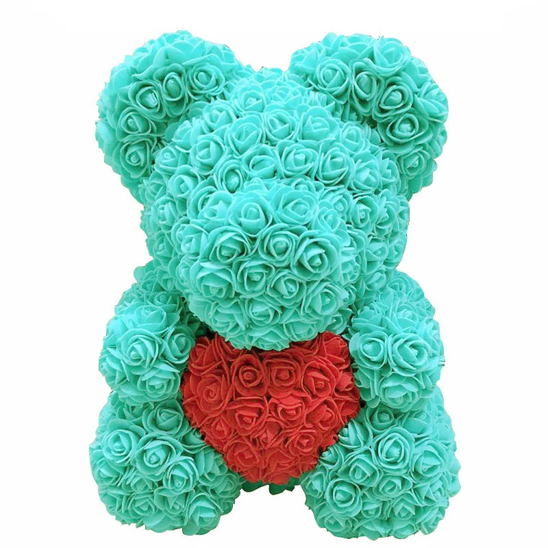 40cm Teddybär von Rose Blumen PE Rose für Frauen Valentines Hochzeit Weihnachten Geschenk