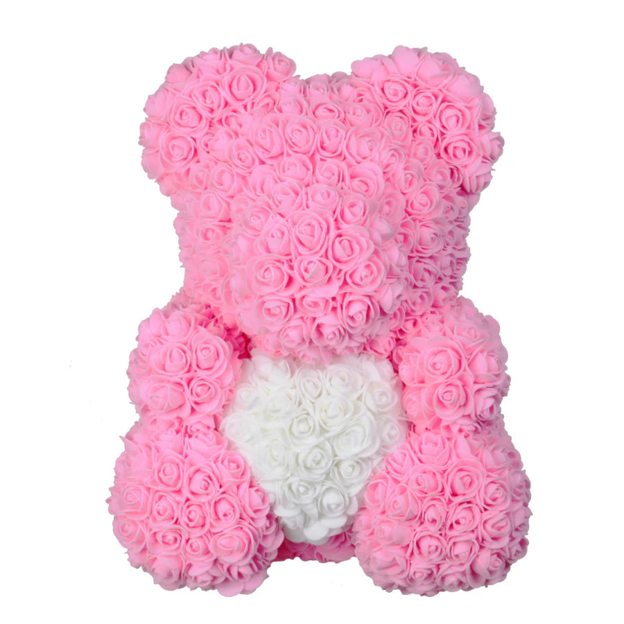 40cm Teddybär von Rose Blumen PE Rose für Frauen Valentines Hochzeit Weihnachten Geschenk