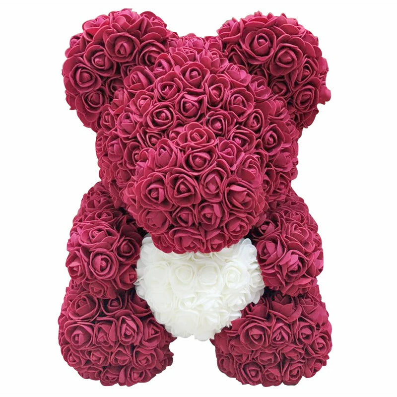 40cm Teddybär von Rose Blumen PE Rose für Frauen Valentines Hochzeit Weihnachten Geschenk