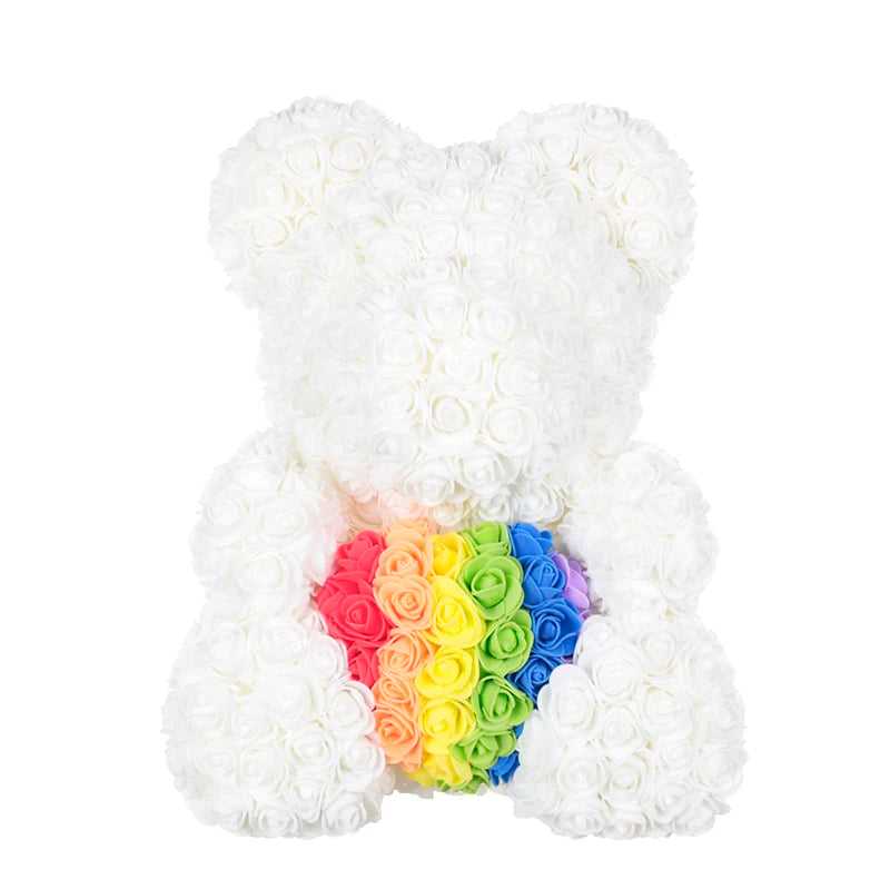 40cm Teddybär von Rose Blumen PE Rose für Frauen Valentines Hochzeit Weihnachten Geschenk