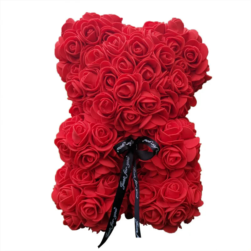 40cm Teddybär von Rose Blumen PE Rose für Frauen Valentines Hochzeit Weihnachten Geschenk