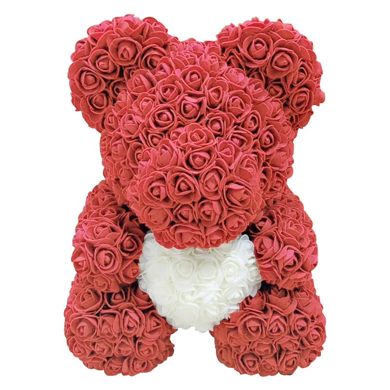 40cm Teddybär von Rose Blumen PE Rose für Frauen Valentines Hochzeit Weihnachten Geschenk