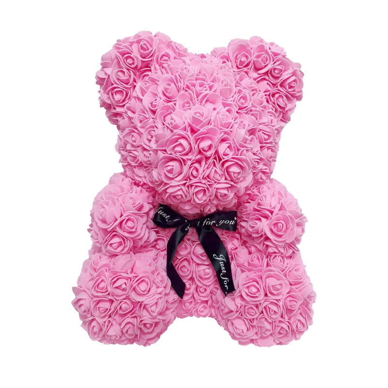 40cm Teddybär von Rose Blumen PE Rose für Frauen Valentines Hochzeit Weihnachten Geschenk