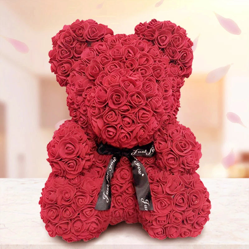 40cm Teddybär von Rose Blumen PE Rose für Frauen Valentines Hochzeit Weihnachten Geschenk