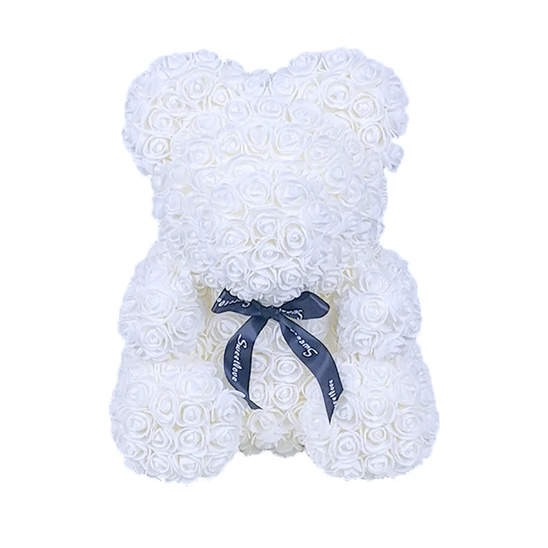 40cm Teddybär von Rose Blumen PE Rose für Frauen Valentines Hochzeit Weihnachten Geschenk