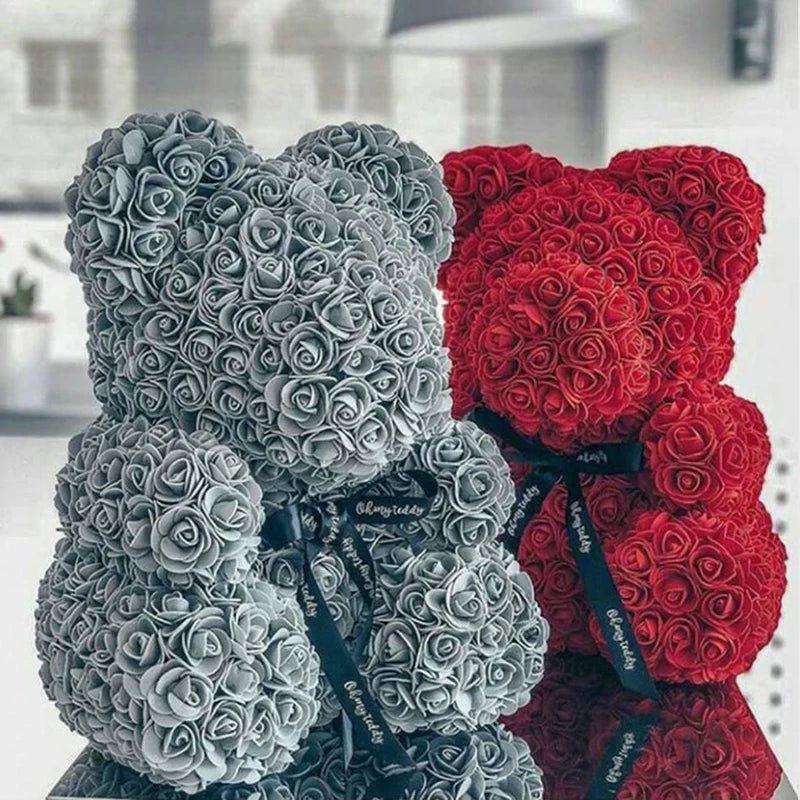 40cm Teddybär von Rose Blumen PE Rose für Frauen Valentines Hochzeit Weihnachten Geschenk