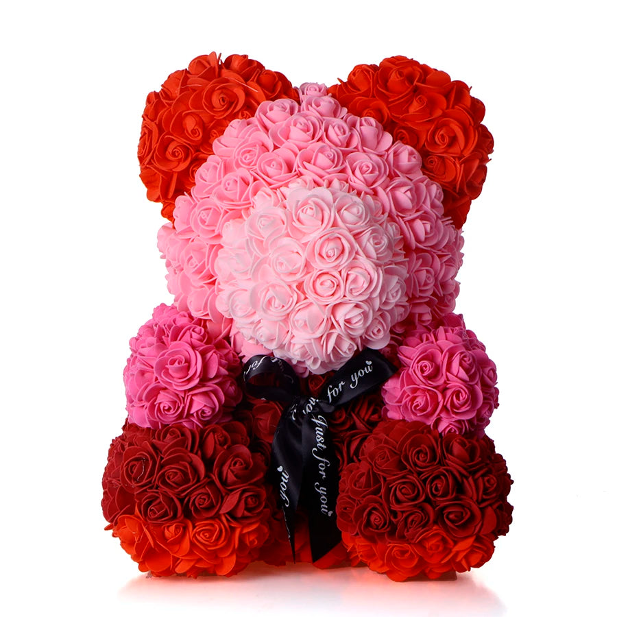 40cm Teddybär von Rose Blumen PE Rose für Frauen Valentines Hochzeit Weihnachten Geschenk