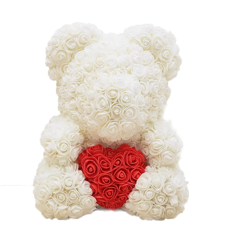 40cm Teddybär von Rose Blumen PE Rose für Frauen Valentines Hochzeit Weihnachten Geschenk