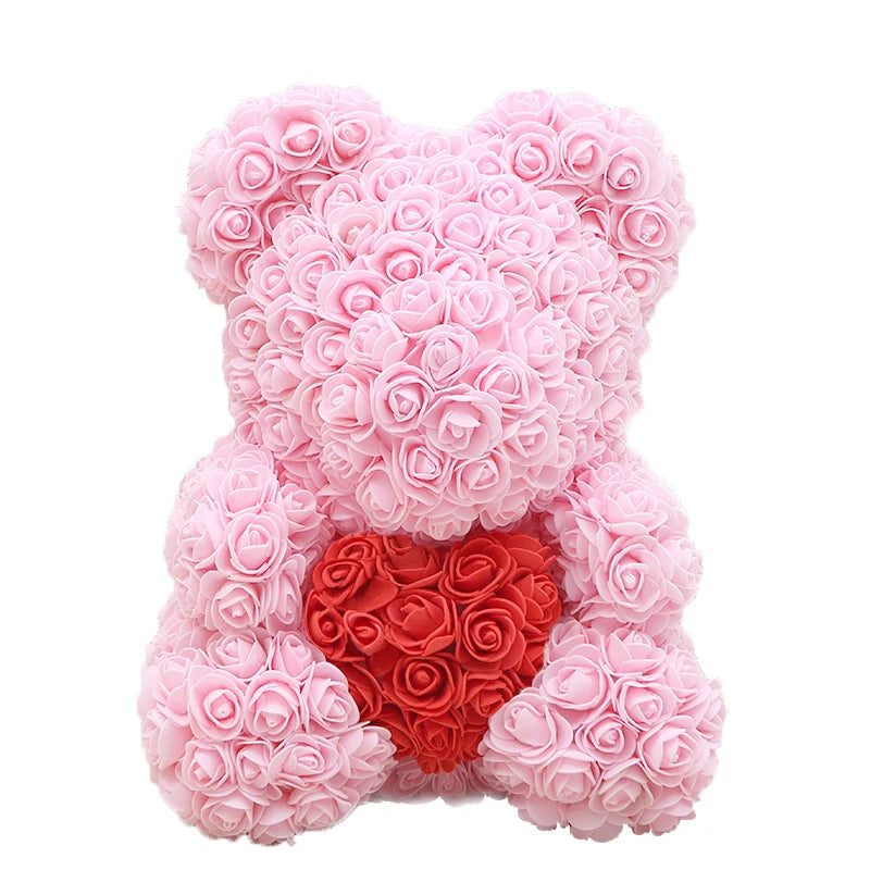 40cm Teddybär von Rose Blumen PE Rose für Frauen Valentines Hochzeit Weihnachten Geschenk