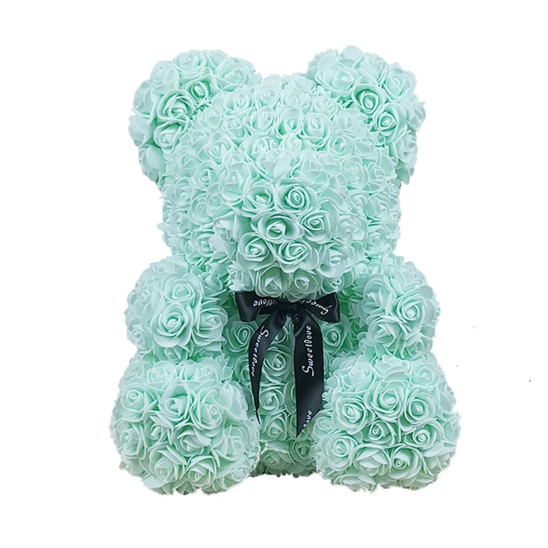 40cm Teddybär von Rose Blumen PE Rose für Frauen Valentines Hochzeit Weihnachten Geschenk