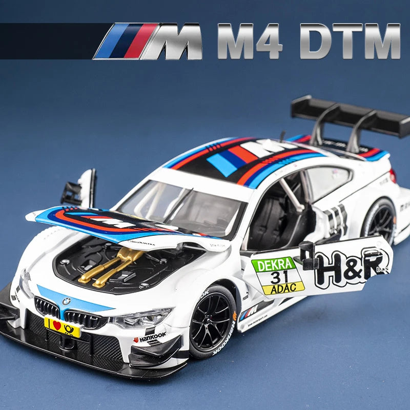 1:24 BMW M4 GT3 Alloy Sports Car Model Diecasts Metal Racing Car Vehicles Model Simulation Sound Light Collection Kids Toys Gift