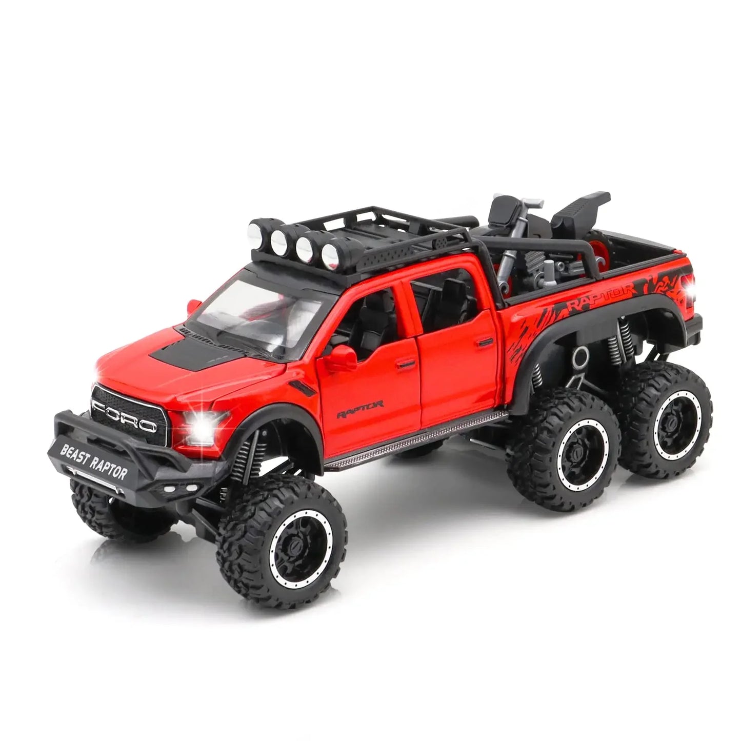 Ford Raptor F150 Simulation Alloy Pickup Off road Children's Car Toys 1: 24 Model with Sound and Light Gifts Collection Ornament