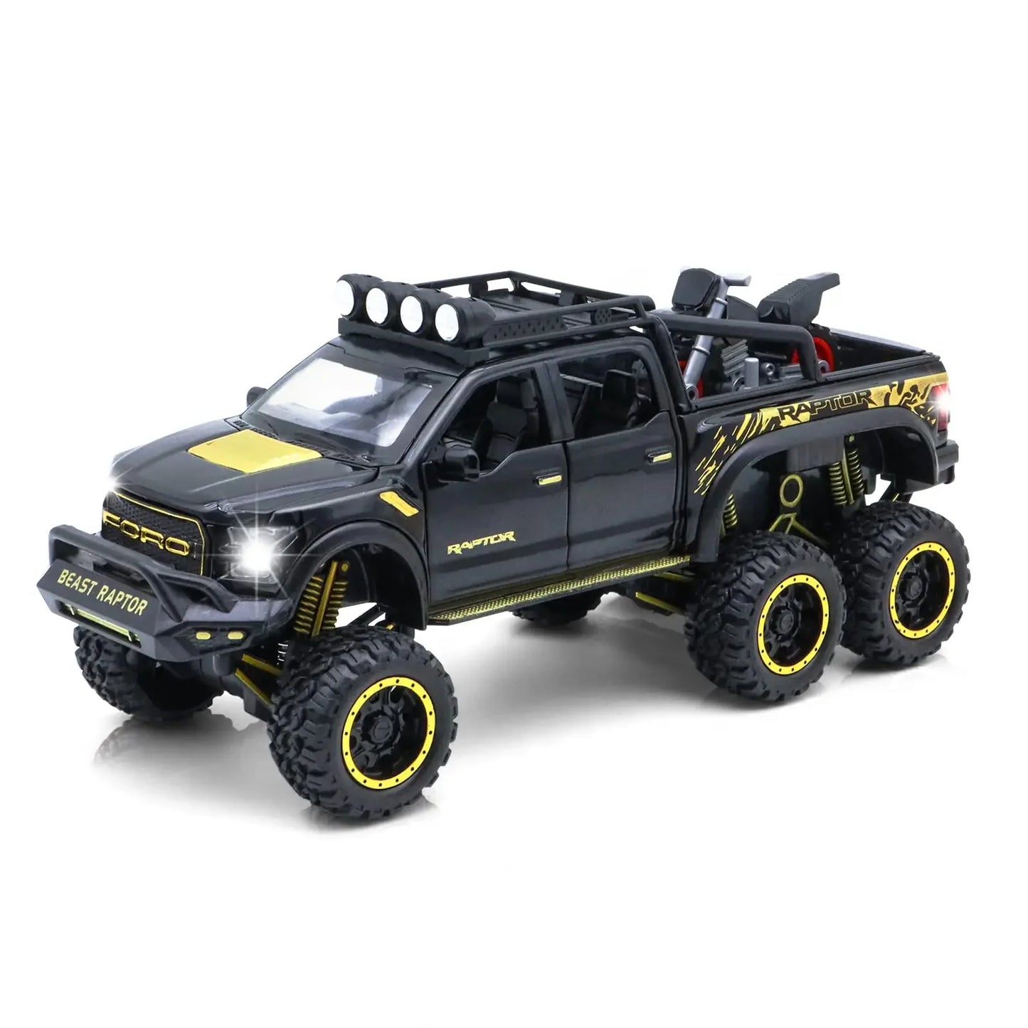 Ford Raptor F150 Simulation Alloy Pickup Off road Children's Car Toys 1: 24 Model with Sound and Light Gifts Collection Ornament