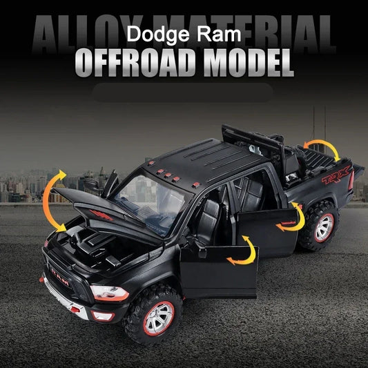 1:32 Dodge RAM TRX Pickup Alloy Car Model Diecasts Toy Off-road Vehicles Car Model Sound and Light Simulation Childrens Toy Gift